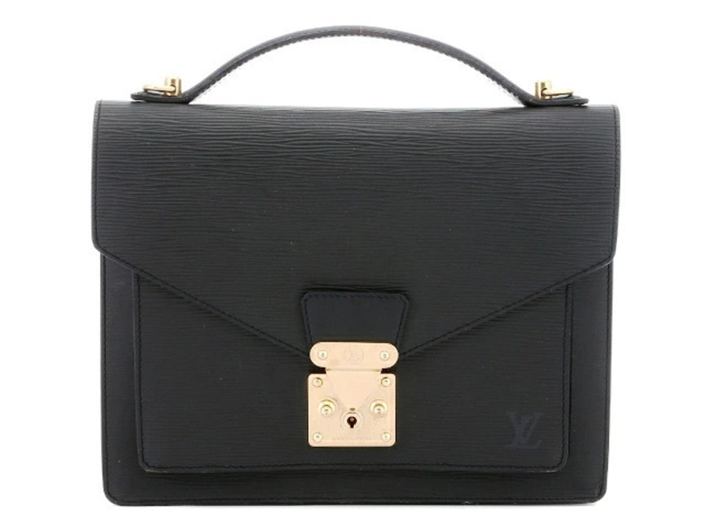 LOUIS VUITTON Shoulder Bag Monceau Epi Noir Black